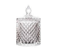 Bocal à bonbons en verre transparent à facettes avec couvercle en cristal - 300 ml