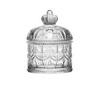 Bocal à bonbons en verre transparent de 200 ml avec couvercle vintage en relief - Boîte de rangement alimentaire pour fête de mariage - Récipient en verre cristal pour l'organisation de bonbons et