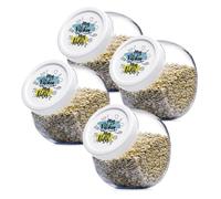 Bocal à bonbons - JUANIO - Lot de 4 - 1,5 L - Verre transparent - Couvercle à vis hermétique