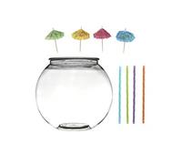 Bocal à Cocktail - Home Deco Factory - 4 Paillettes - Mini Parasols - Transparent Et Multicolore