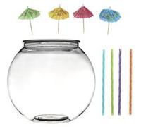 Bocal à Cocktail - Home Deco Factory - 4 Paillettes - Mini Parasols - Transparent Et Multicolore