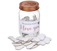 Bocal à conserves Love Wishes - Reasons Why I Love You - avec 50 cœurs en carton inscriptibles - env. 12 x 7,5 cm - Loving Wish Jar
