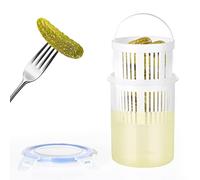 Bocal à Cornichons avec Passoire, Support à Cornichons, élévateur pour Conserves de Cornichons, Tamis Anti-fuites pour Olives avec Clip de Couvercle Anti-fuite pour Garder les Aliments(Dégager)