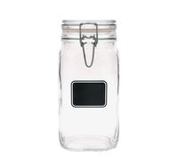Bocal à fermeture à levier 'Fido' 1 500 ml, motif : zone pour étiquette, carré, ouverture : fermeture à levier