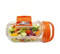 Bocal à salade avec fourchette, bocal à salade durable avec ouverture latérale et couche d'assaisonnement étanche, récipient à salade portable pour déjeuner, préparation des repas, voyage, bureau et