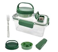 Bocal à salade portable - Récipient carré en verre, boîte à sandwich avec ouverture latérale | Design étanche et hermétique | Porte-sauce inclus dans la livraison pour le stockage des repas et