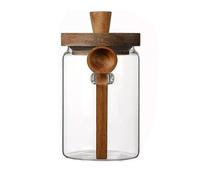 Bocal avec couvercle et cuillère en bois, 400 ml/600 ml/750 ml, organiseur de cuisine hermétique pour grains de café, thé, sel, sucre, épices, céréales (750 ml)