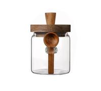 Bocal avec couvercle et cuillère en bois, 400 ml/600 ml/750 ml, organiseur de cuisine hermétique pour grains de café, thé, sel, sucre, épices, céréales (400 ml)