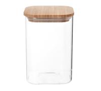 Bocal carré en verre et bambou H15 10x14.5x10cm Transparent