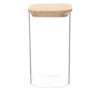 Bocal carré en verre et bambou H19 10x18.5x10cm Transparent