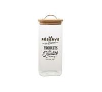 Bocal de 1,5L en verre avec couvercle en bambou style bistrot - -