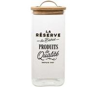 Bocal de 1,5L en verre avec couvercle en bambou style bistrot - -