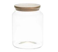 COOK CONCEPT - KA5549 Bocal de Conservation En Verre Avec Couvercle En Bois - Rangement Pratique Pour Cuisine - 2.4L - Dimensions 19 x 15 x 15 cm - Transparent