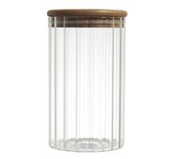 Cook Concept, KA0378, Bocal de Conservation en Verre Transparent avec Couvercle en Acacia, Design Moderne et esthétique, idéal pour Stocker Aliments, 70 cl, Transparent