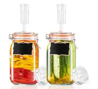 Bocal de fermentation - Verre - Joint à airlock - Lot de 2 - 1,5 litre - Ouverture large