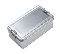 Bocal de rangement en acier inoxydable argenté avec couvercle à charnière pour produits secs, noix, épices, conteneur de cuisine portable et léger (grand, argenté)