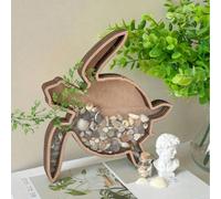 Bocal de rangement en bois en forme de tortue pour pièces de monnaie, petite boîte de rangement organisatrice en forme de tortue, bocal de rangement transparent, convient pour la décoration de bureau 