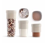Bocal de rangement FLIP STORAGE, set de 3 pc, beige, plastique, Lékué