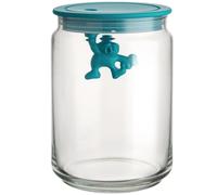 Bocal de rangement GIANNI 900 ml, couvercle bleu, verre, Alessi