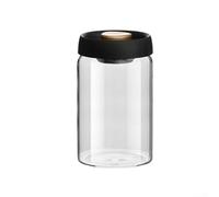 Bocal de rangement manuel en verre scellé sous vide pour grains de café, céréales, noix, céréales, épices, corps transparent avec couvercle noir, organiseur de comptoir de cuisine résistant à