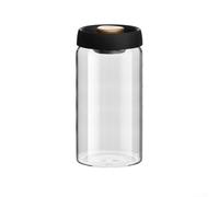 Bocal de rangement manuel en verre scellé sous vide pour grains de café, céréales, noix, céréales, épices, corps transparent avec couvercle noir, organiseur de comptoir de cuisine résistant à