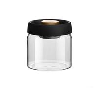 Bocal de rangement manuel en verre scellé sous vide pour grains de café, céréales, noix, céréales, épices, corps transparent avec couvercle noir, organiseur de comptoir de cuisine résistant à