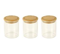 Bocal de rangement PKV-014 180 ml, set de 3 pc, verre / bambou, Pebbly