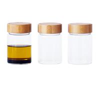 Bocal de rangement PKV-030 75 ml, set de 3 pc, verre / bambou, Pebbly