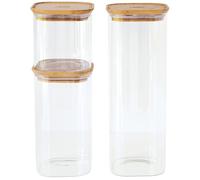 Bocal de rangement PKV-035, set de 3 pc, verre / bambou, Pebbly