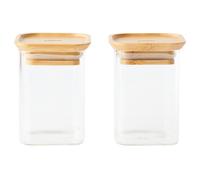 Bocal de rangement PKV-047, set de 2 pc, verre / bambou, Pebbly