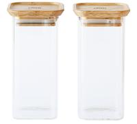 Bocal de rangement PKV-048 320 ml, set de 2 pc, verre / bambou, Pebbly
