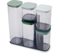 Bocal de rangement PODIUM 5 81128, set de 5 pc + support, plastique, Joseph Joseph