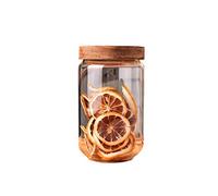 Bocal de stockage alimentaire en verre transparent 750ml avec couvercle hermétique en bois d'acacia, récipient de nourriture pour café grains bouteille d'épices sucre biscuits noix bonbons