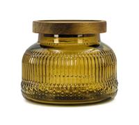 Bocal décoratif en verre ambré avec couvercle en bois hermétique de 750 ml, bocal de cuisine vintage à large ouverture pour biscuits, bonbons, miel, farine, épices, café, thé, décoration de la maison