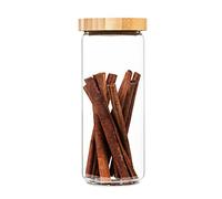 Bocal empilable avec couvercle en bambou verre de stockage | hermétique | empilable | avec joint en silicone | respectueux de l'environnement | sûr pour les aliments | sans plastique | recyclable | d