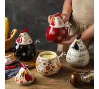 Bocal en céramique vintage de coq avec cuillère, boîte décorative pour plan de travail de cuisine, bocal de rangement alimentaire, bocal à épices, bocal à bonbons, bocal à biscuits, bocal à sucre, boc