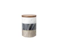 Bocal en marbre multicolore, avec couvercle acacia, lot de 3, empilable - Bloomingville, Pozieres - Ø8x12 cm