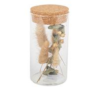 Bocal en verre avec plumeaux et eucalyptus 12,5 cm
