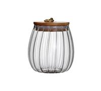 Bocal en verre transparent de 750 ml avec couvercle hermétique en bois d'acacia pour grains de café, thé, épices, sucre, biscuits, noix, bonbons