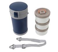 Bocal isotherme à 3 niveaux de 2,3 L - Boîte à lunch en acier inoxydable 304 compatible micro-ondes avec bandoulière