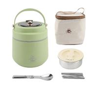 Bocal isotherme en acier inoxydable pour repas chauds, avec sac à lunch et cuillère pliable