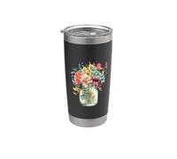 Bocal Mason vintage en verre avec cœur de cottage Gobelet isotherme en acier inoxydable double paroi