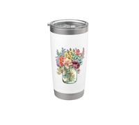 Bocal Mason vintage en verre avec cœur de cottage Gobelet isotherme en acier inoxydable double paroi