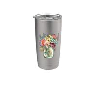 Bocal Mason vintage en verre avec cœur de cottage Gobelet isotherme en acier inoxydable double paroi