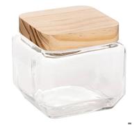 Bocal verre carré couvercle pin ""Pin"" 0 85L - 5five