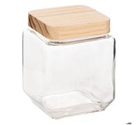 Bocal verre carré couvercle pin ""Pin"" 1,25L