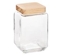 Five - Bocal de Conservation carré en Verre et Pin 1.7 L