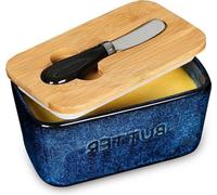Bocaux à beurre en céramique - bocal à beurre hermétique avec couteau - grand bocal à beurre Crock - bleu