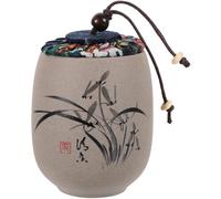 Bocaux à thé en céramique brute de style chinois, boîtes à thé vintage en vrac avec couvercle en tissu pittoresque, conteneur scellé multifonction / boîte à thé / boîtes à thé