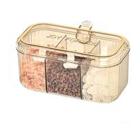 Bocaux de conservation aspect verre PET - 3 compartiments hermétiques et anti-fuite - Organiseur de cuisine avec poignée et cuillères à mesurer - Idéal pour le camping et la maison 18,5 x 13,5 x 9 cm